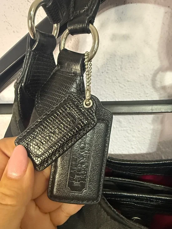 Coach Black Y2K Madison Maggie Op Art Sateen Shoulder Bag with Silver Hardware - Picture 14 of 15